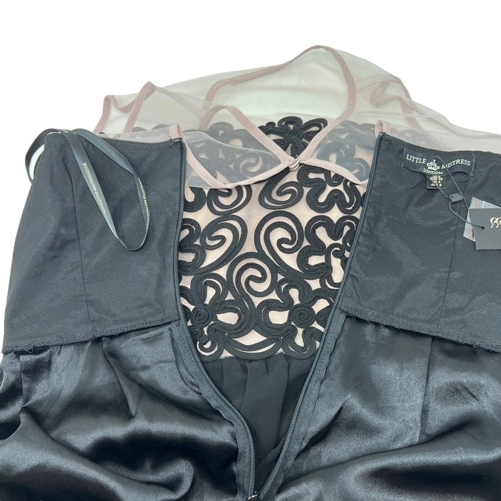 Little Mistress Black Sleeveless Embroidered Illusion Formal Gown Dress Sz 4 NWT - Picture 13 of 16